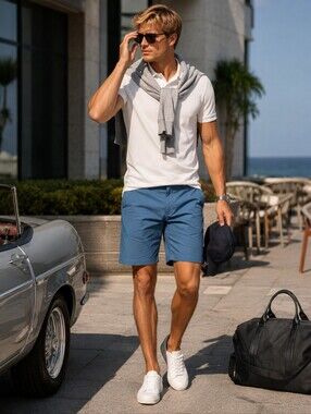 J.Lindeberg Hybrid Shorts | Blue | Flat Front | Size 36